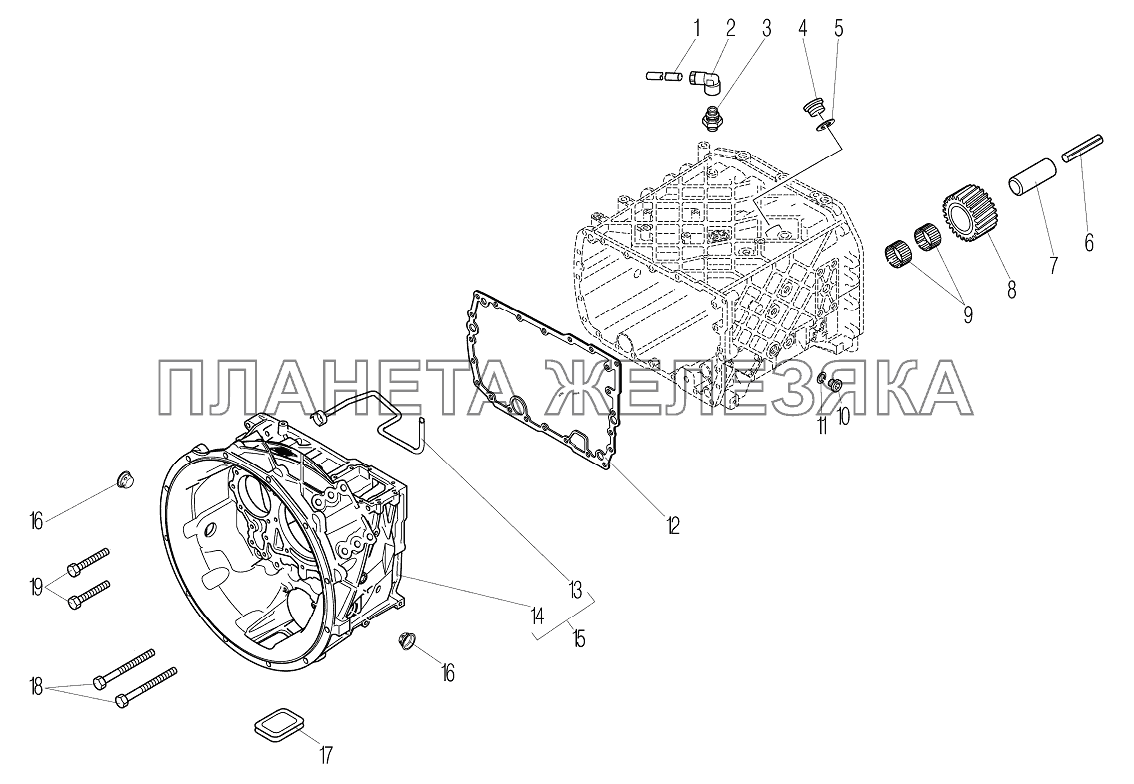 Установка картера сцепления УРАЛ-6370-1121