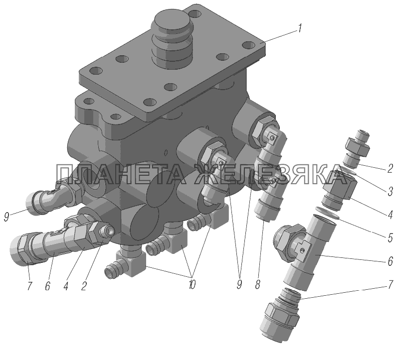 Установка крана тормозного 3-х секционного УРАЛ-6370-1151