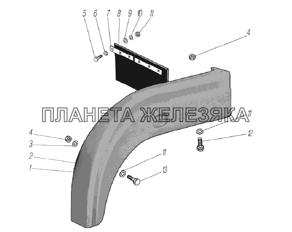 Установка крыльев передних УРАЛ-63704