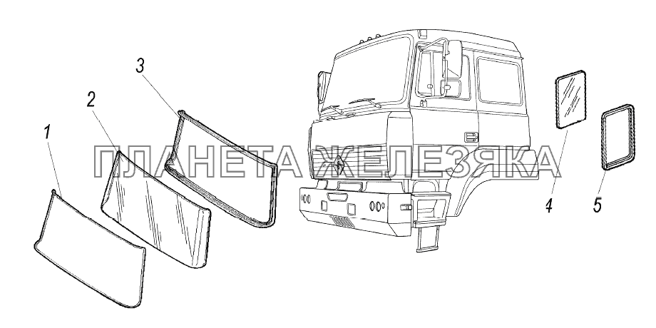 Стекла кабины УРАЛ-63704