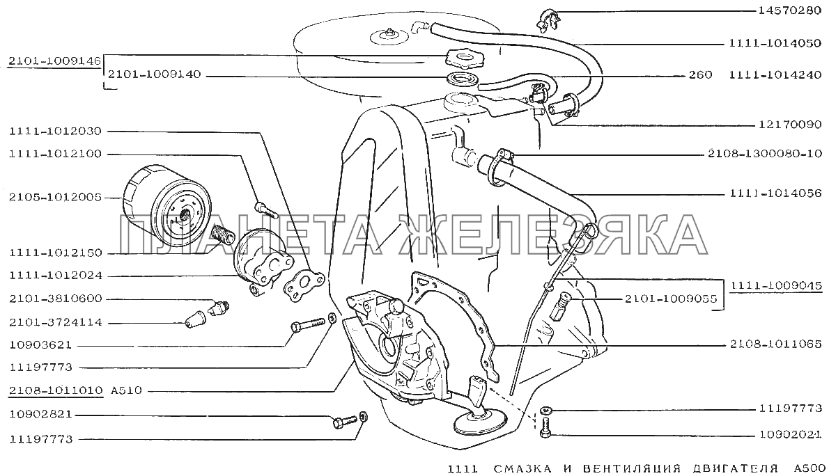 Смазочная система и вентиляция двигателя ВАЗ-1111 