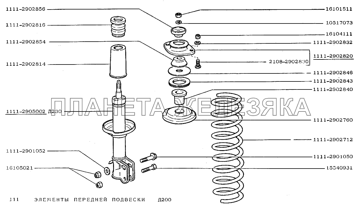 Элементы передней подвески ВАЗ-1111 