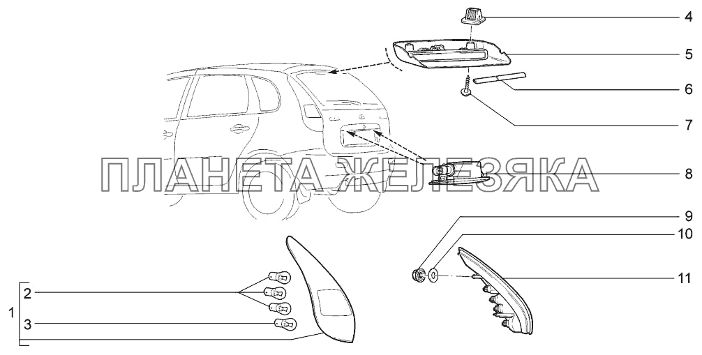 Приборы световые задние LADA-1117, 1118, 1119 Приборы световые задние LADA-1117, 1118, 1119