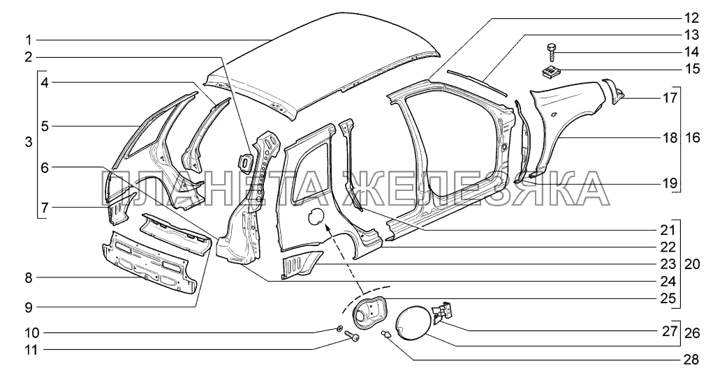 Панели кузова LADA-1117, 1118, 1119 Панели кузова LADA-1117, 1118, 1119