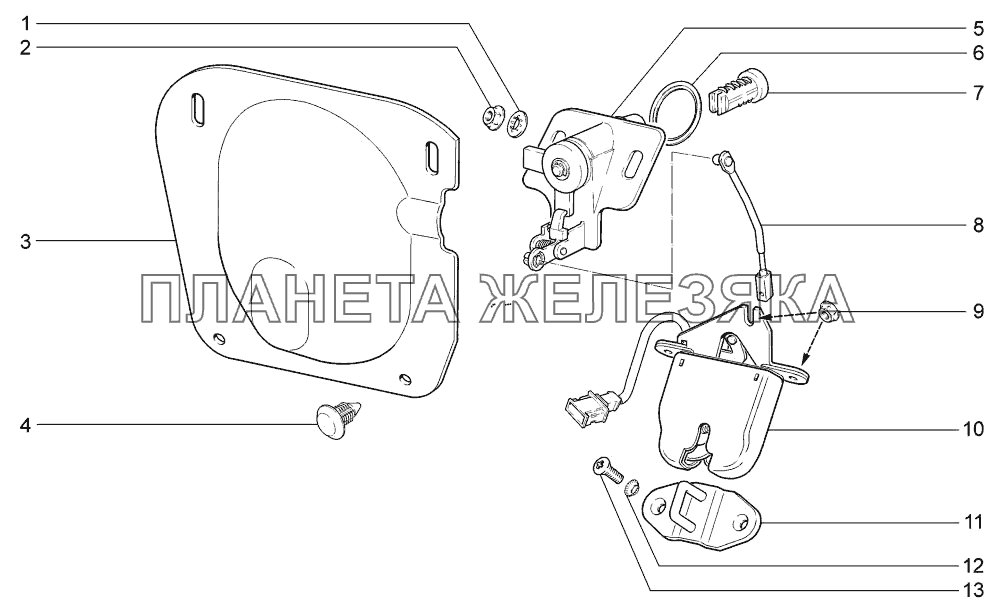 Замок крышки багажника LADA-1117, 1118, 1119