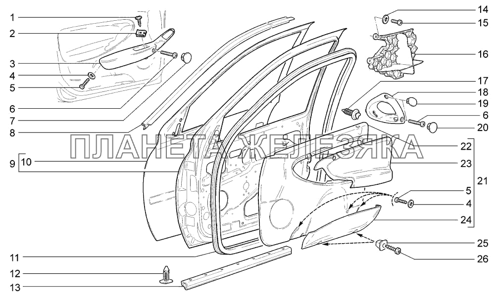 Двери передние LADA-1117, 1118, 1119