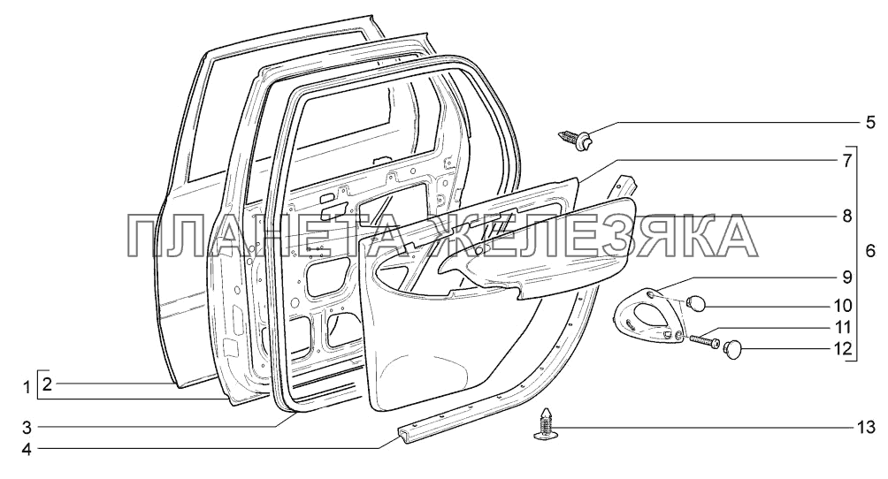 Двери задние LADA-1117, 1118, 1119