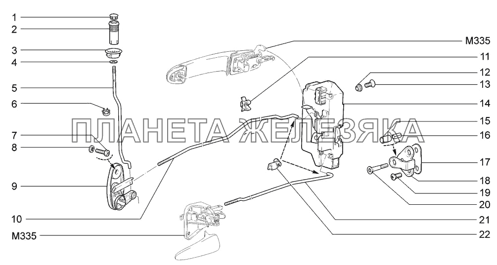 Замки задних дверей LADA-1117, 1118, 1119