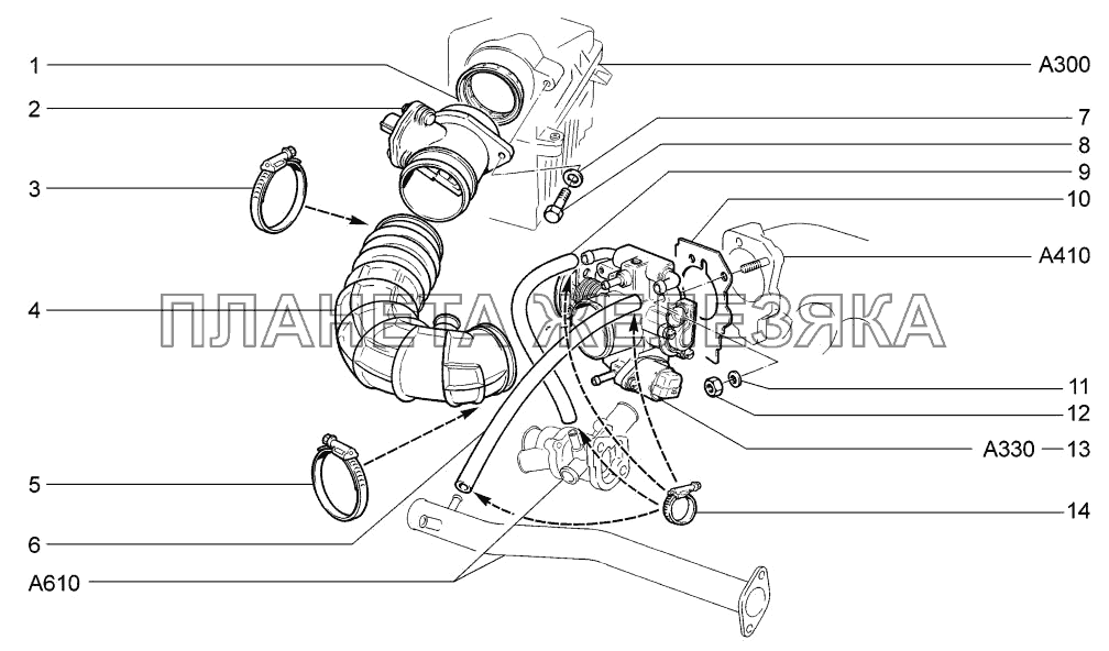 Система подачи воздуха LADA-1117, 1118, 1119