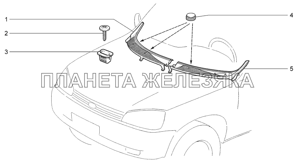 Накладки облицовочные ветрового окна LADA-1117, 1118, 1119