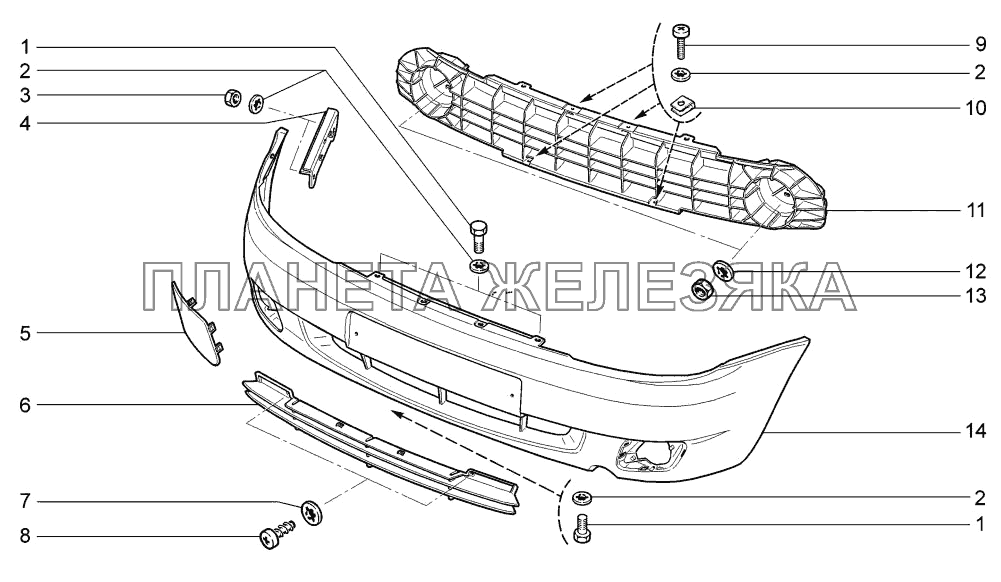 Бампер передний LADA-1117, 1118, 1119