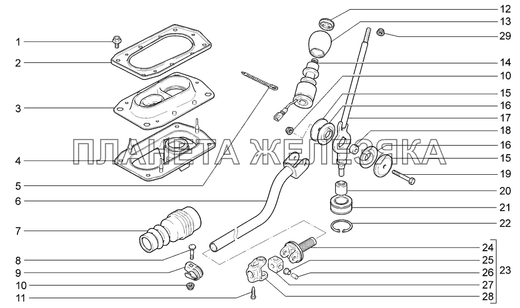 Привод переключения передач LADA-1117, 1118, 1119