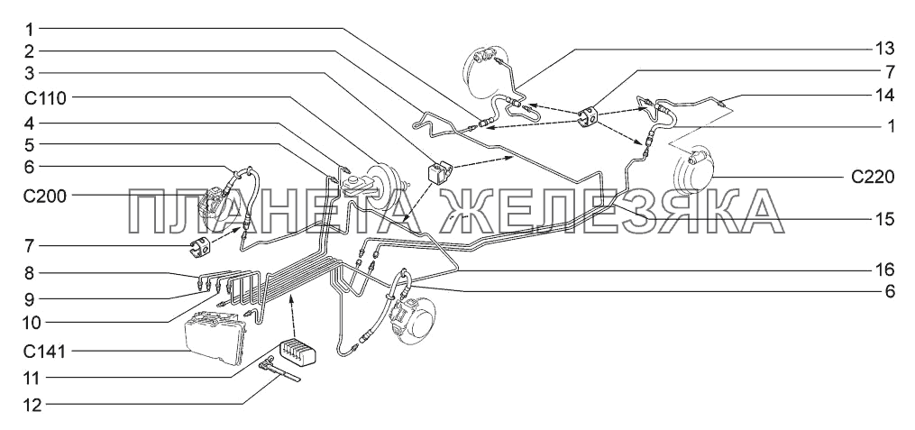 Привод гидротормозов LADA-1117, 1118, 1119