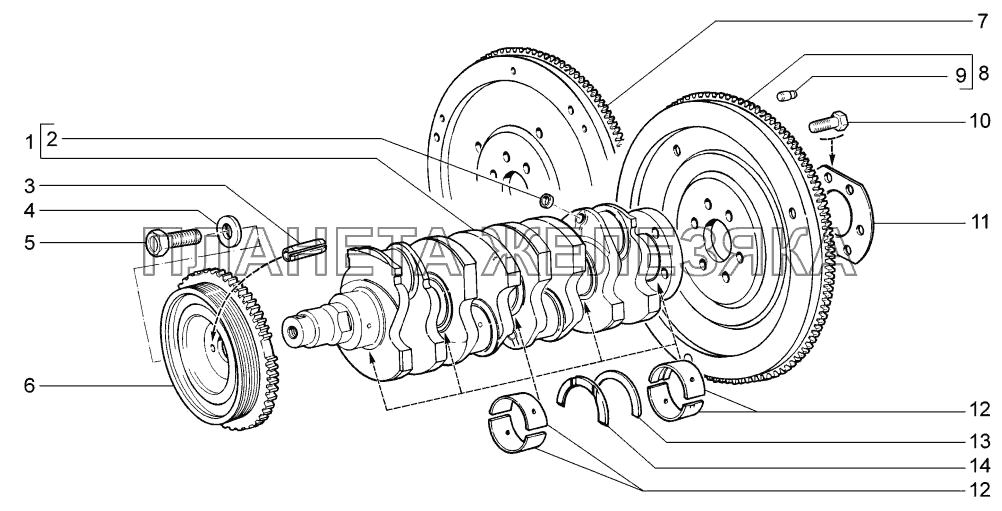 Вал коленчатый и маховик LADA-1117, 1118, 1119