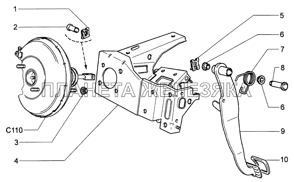 Педаль тормоза ВАЗ-1118 