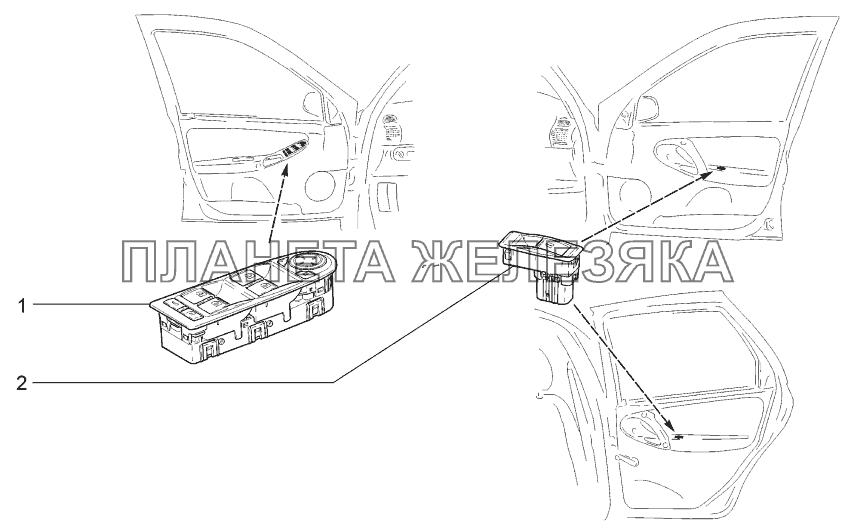 Модуль двери водителя и переключатели стеклоподъёмников LADA-1119 Sport
