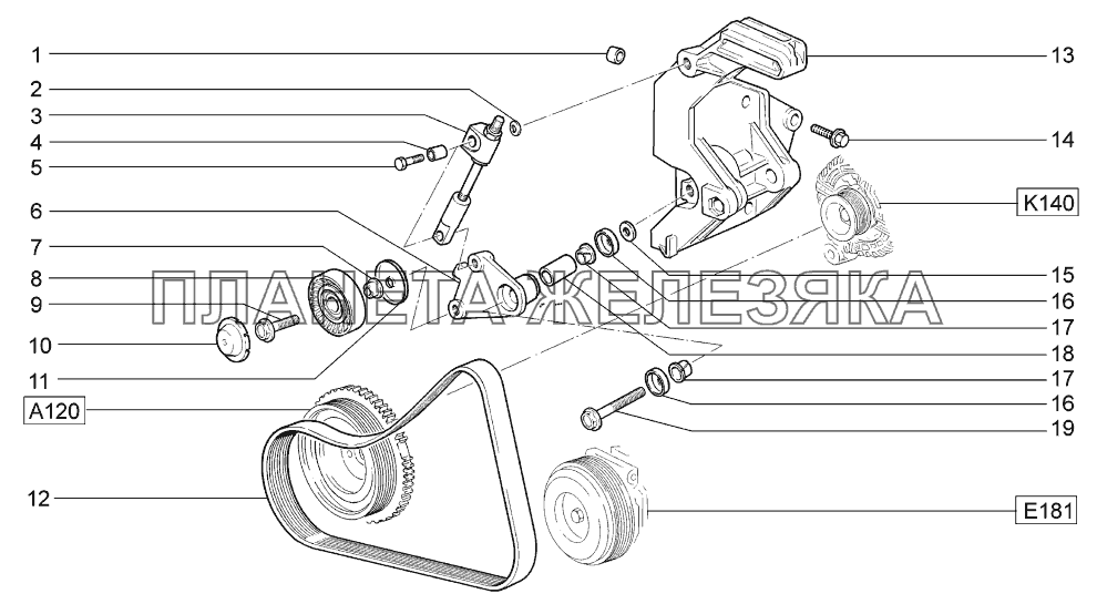 Привод вспомогательных агрегатов LADA-1119 Sport