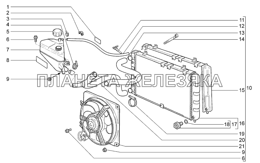 Радиатор и бачок расширительный LADA-1119 Sport