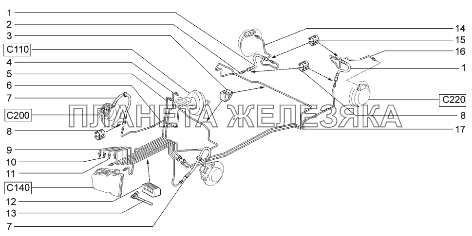 Привод гидротормозов LADA-1119 Sport