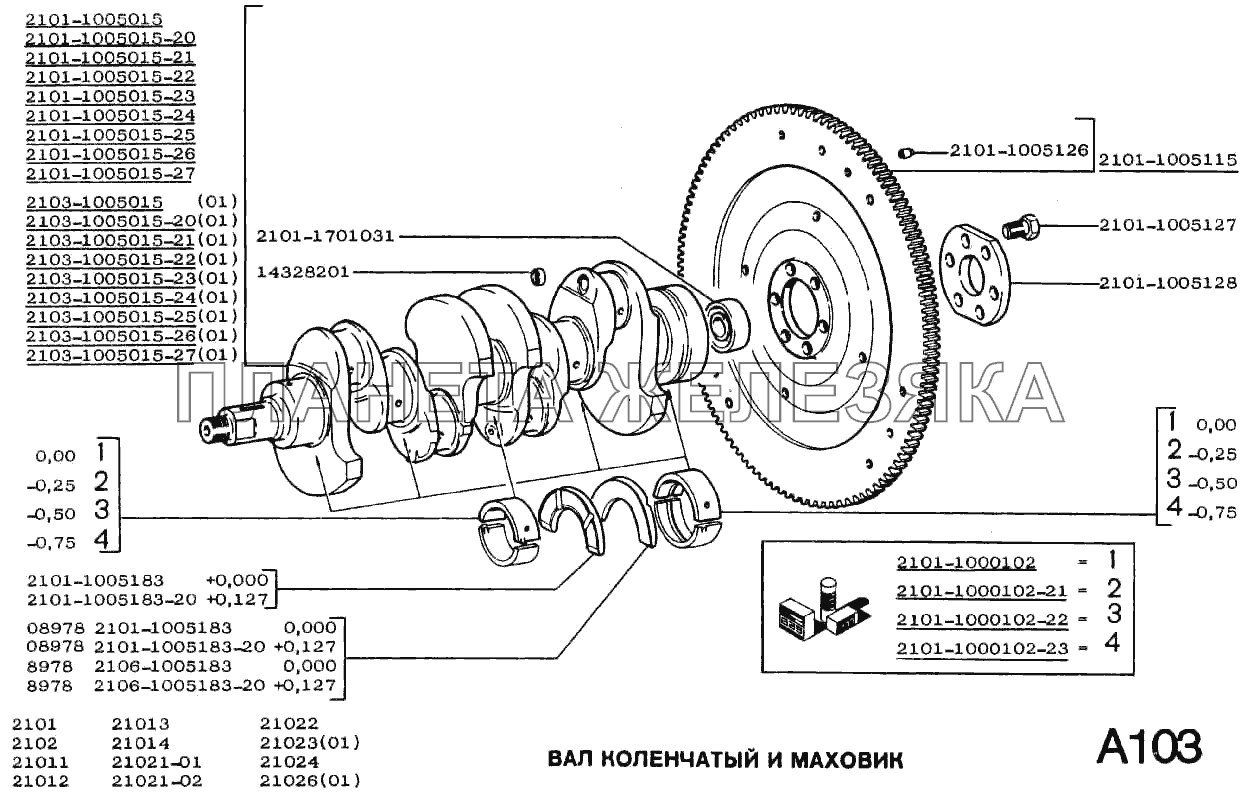 Вал коленчатый и маховик ВАЗ-2102