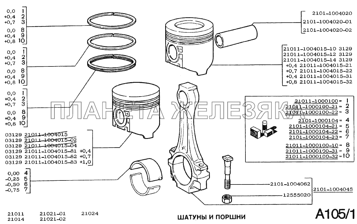 Шатуны и поршни ВАЗ-2101