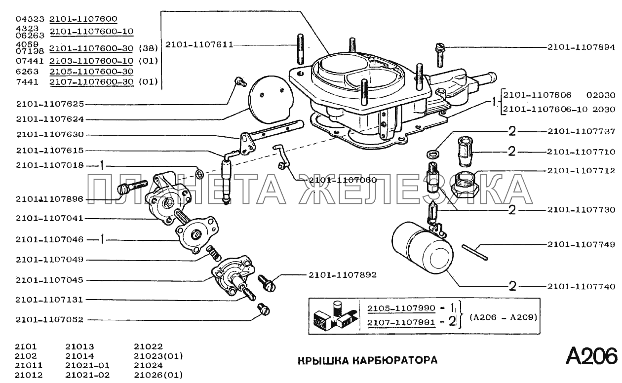 Крышка карбюратора ВАЗ-2102