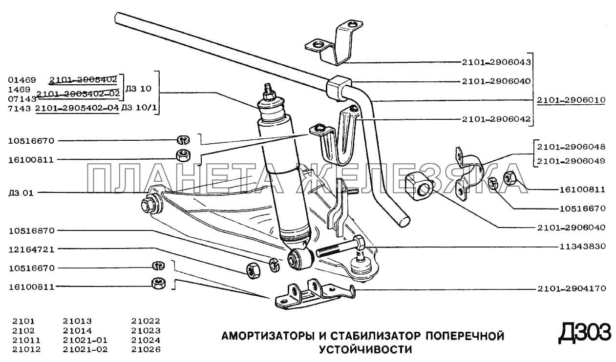 Амортизаторы и стабилизатор поперечной устойчивости ВАЗ-2102