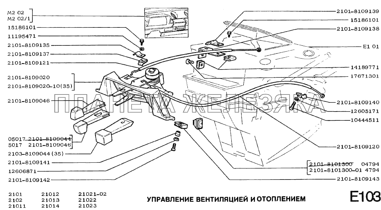 Управление вентиляцией и отоплением ВАЗ-2102