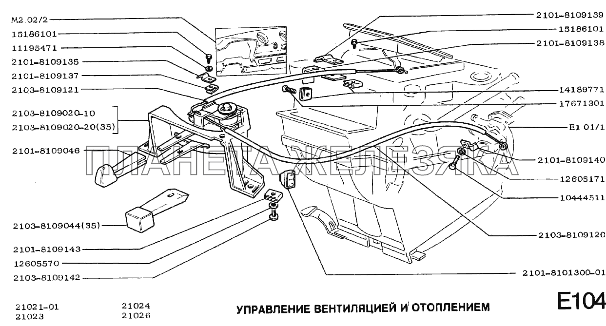 Управление вентиляцией и отоплением ВАЗ-2102