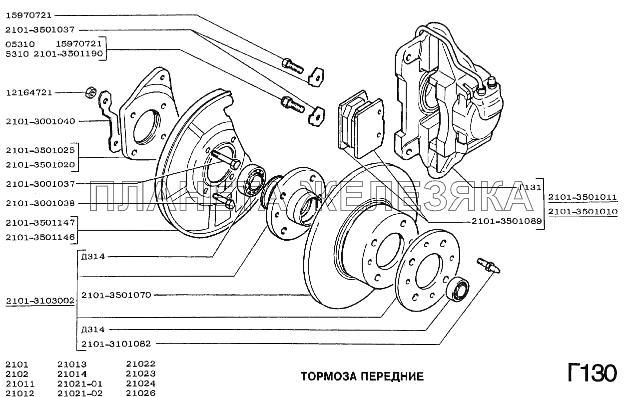 Тормоза передние ВАЗ-2101