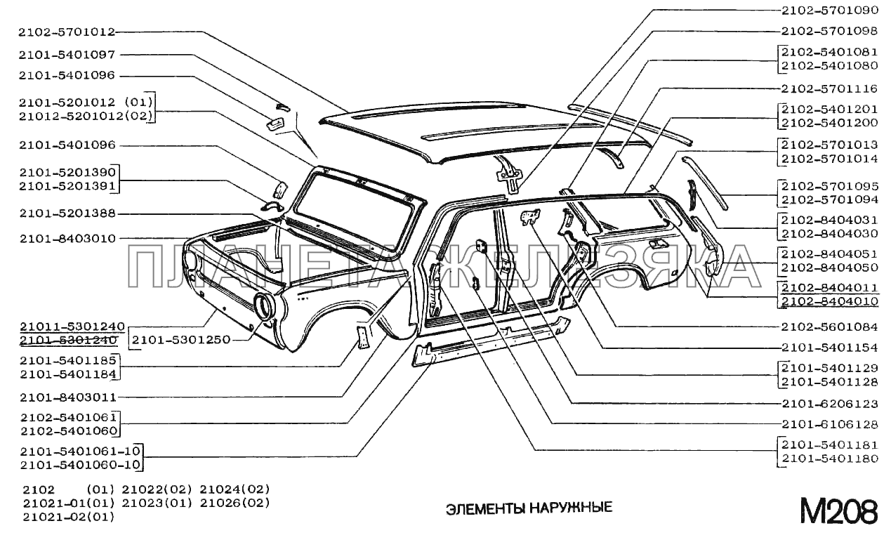 Элементы наружные ВАЗ-2102