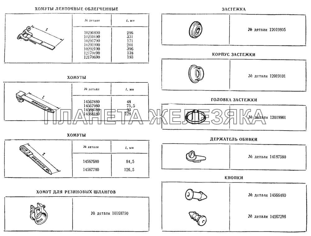 Хомуты, застежки, кнопки ВАЗ-2103