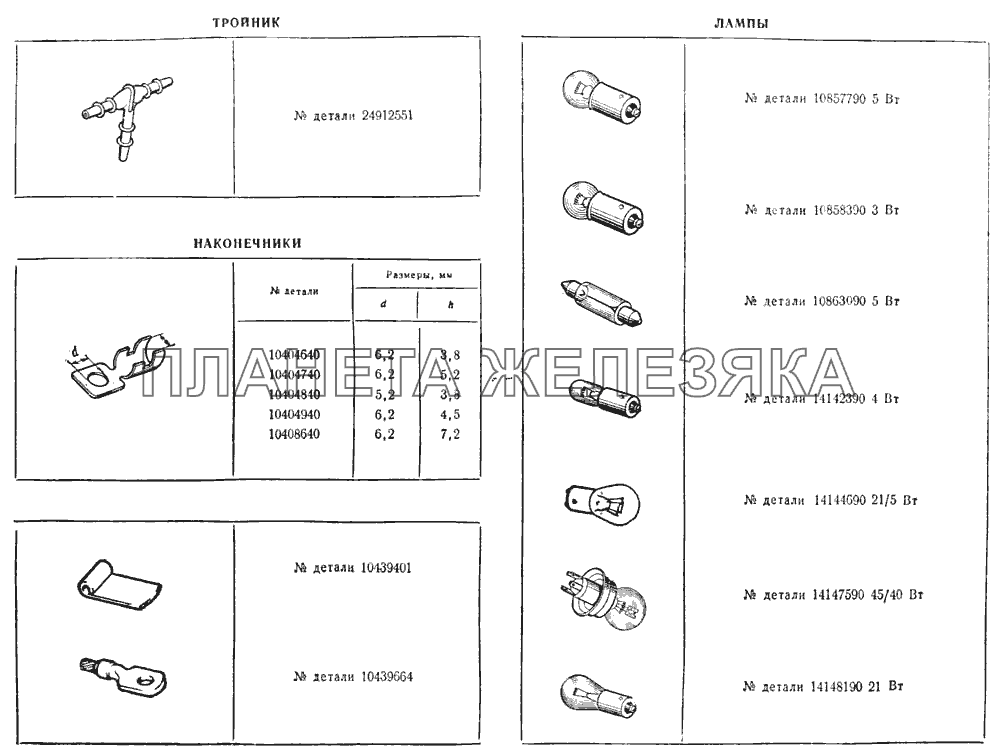 Тройник, наконечники, лампы ВАЗ-2103