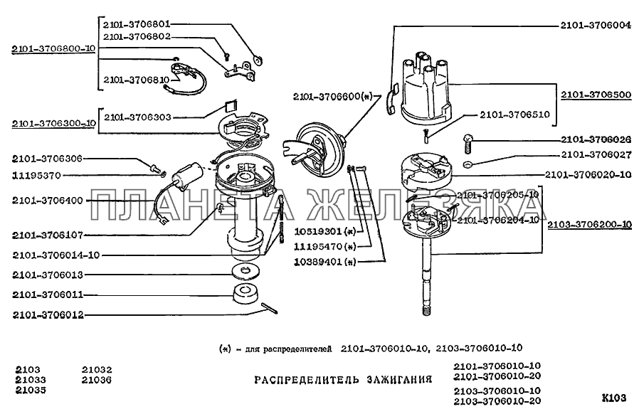 Распределитель зажигания ВАЗ-2103