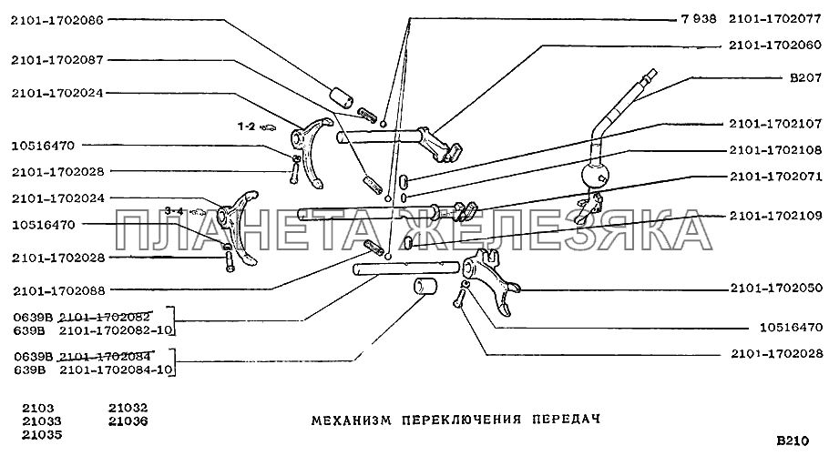 Механизм переключения передач ВАЗ-2103