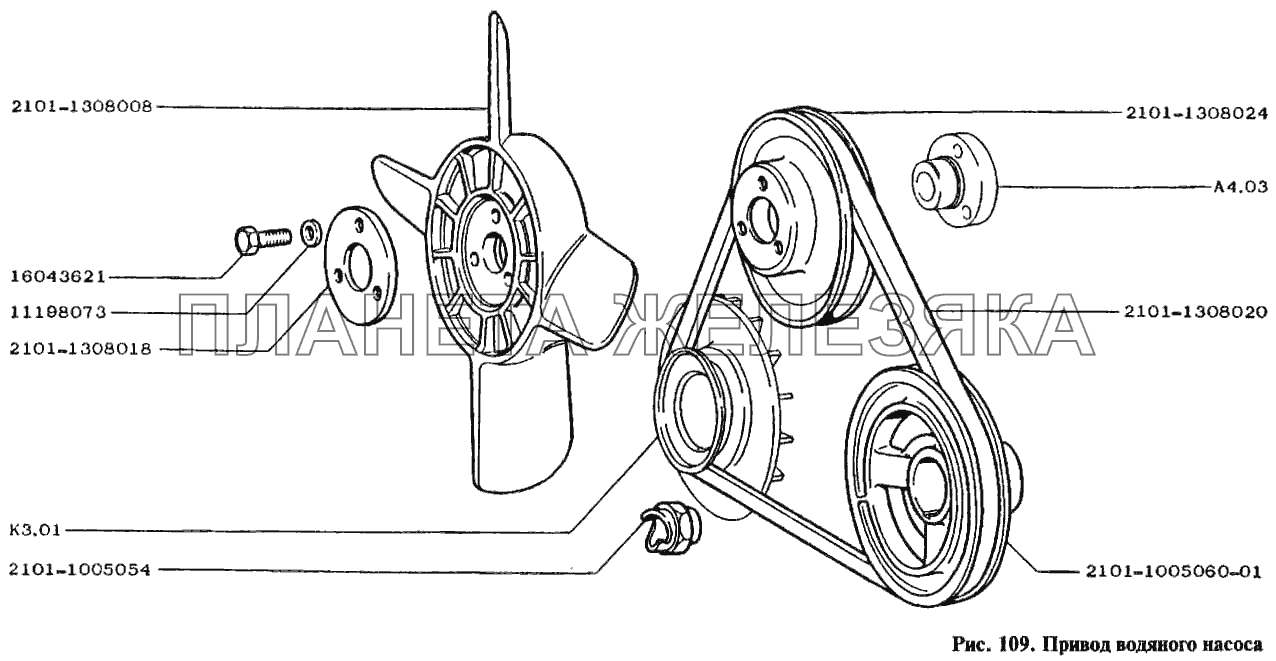 Привод водяного насоса ВАЗ-2104