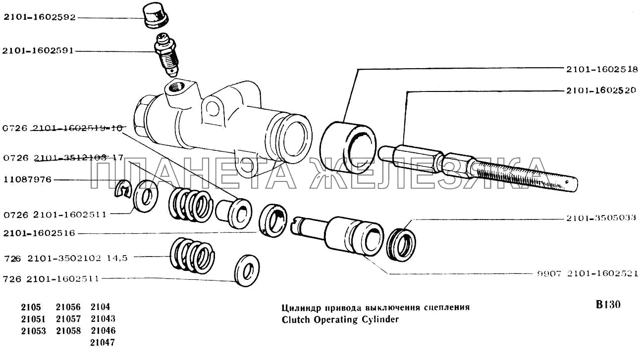 Цилиндр привода выключения сцепления ВАЗ-2104, 2105