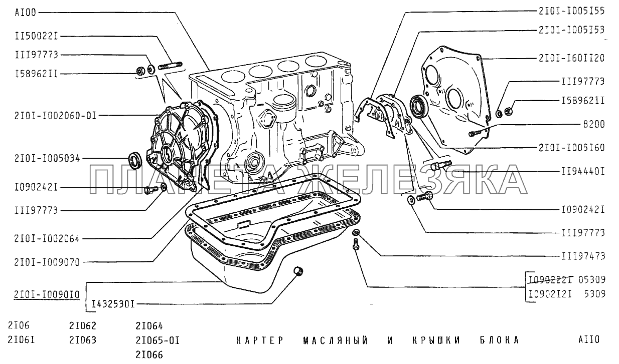Картер масляный и крышки блока ВАЗ-2106