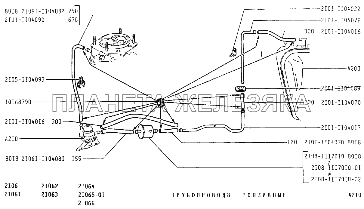 Трубопроводы топливные ВАЗ-2106