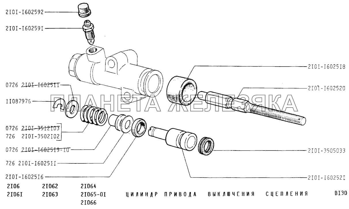Цилиндр привода выключения сцепления ВАЗ-2106