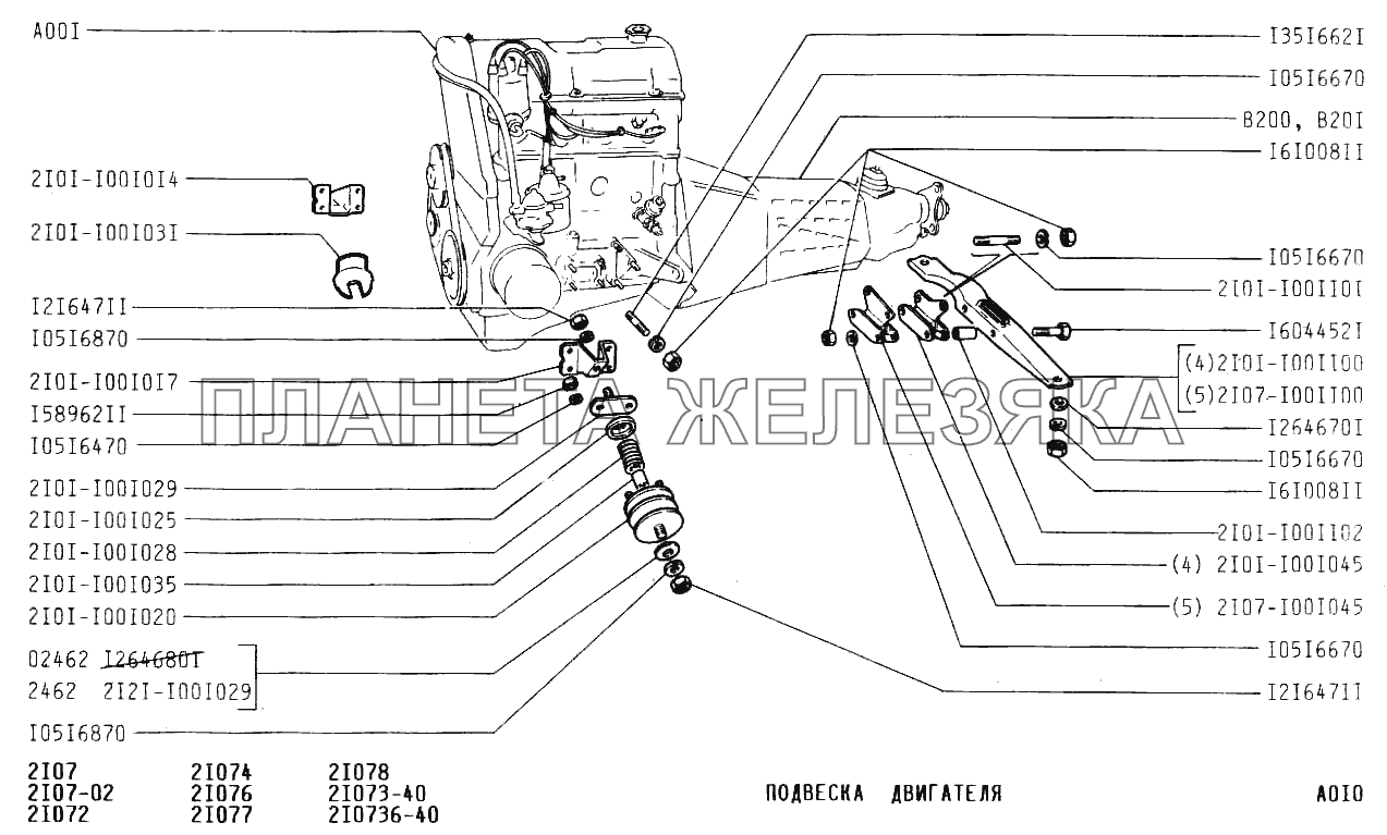 Подвеска двигателя ВАЗ-2107