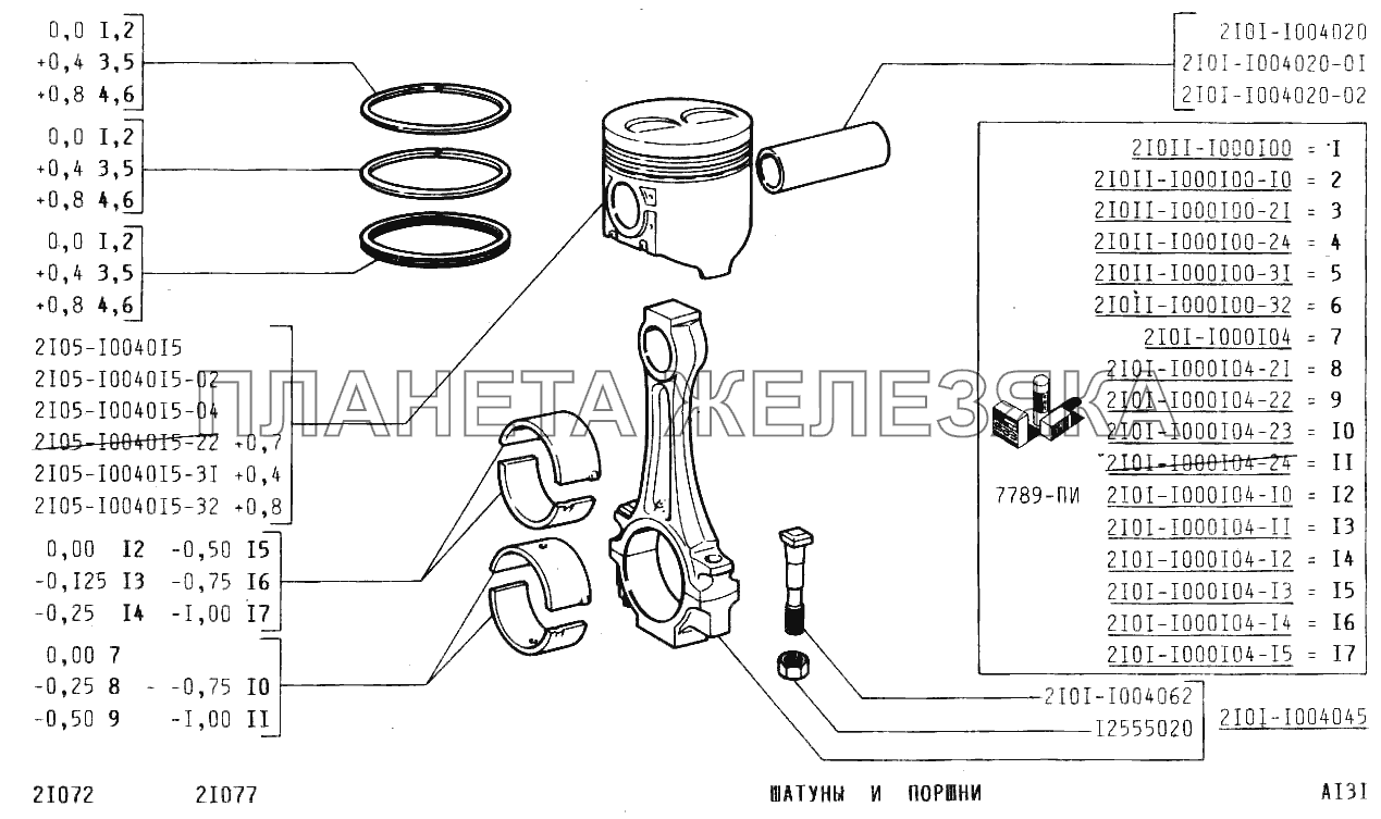 Шатуны и поршни ВАЗ-2107