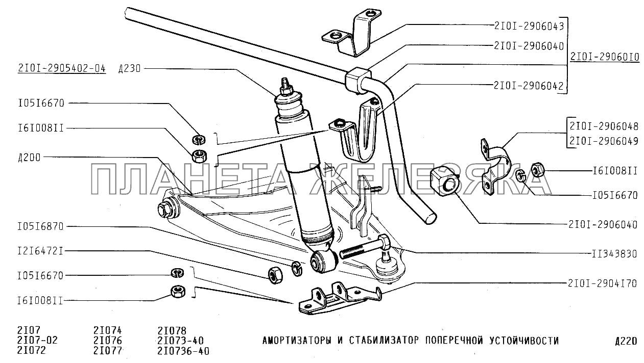Амортизаторы и стабилизатор поперечной устойчивости ВАЗ-2107