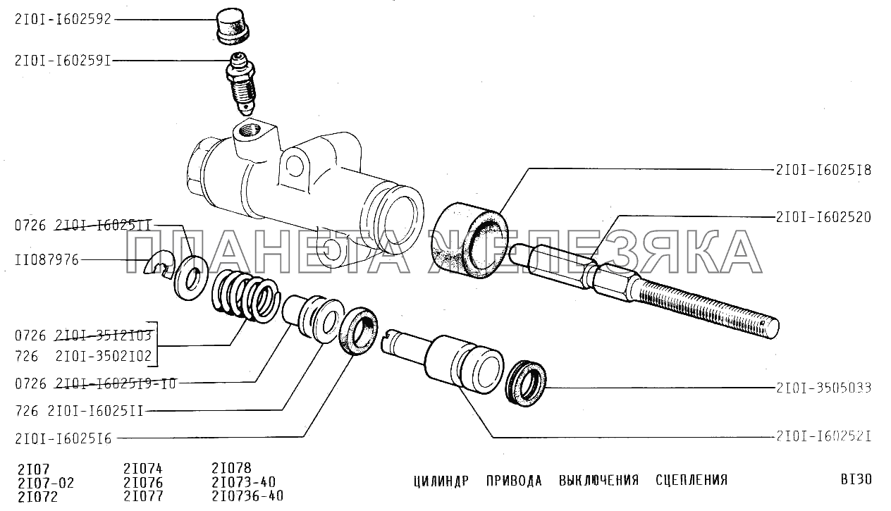 Цилиндр привода выключения сцепления ВАЗ-2107
