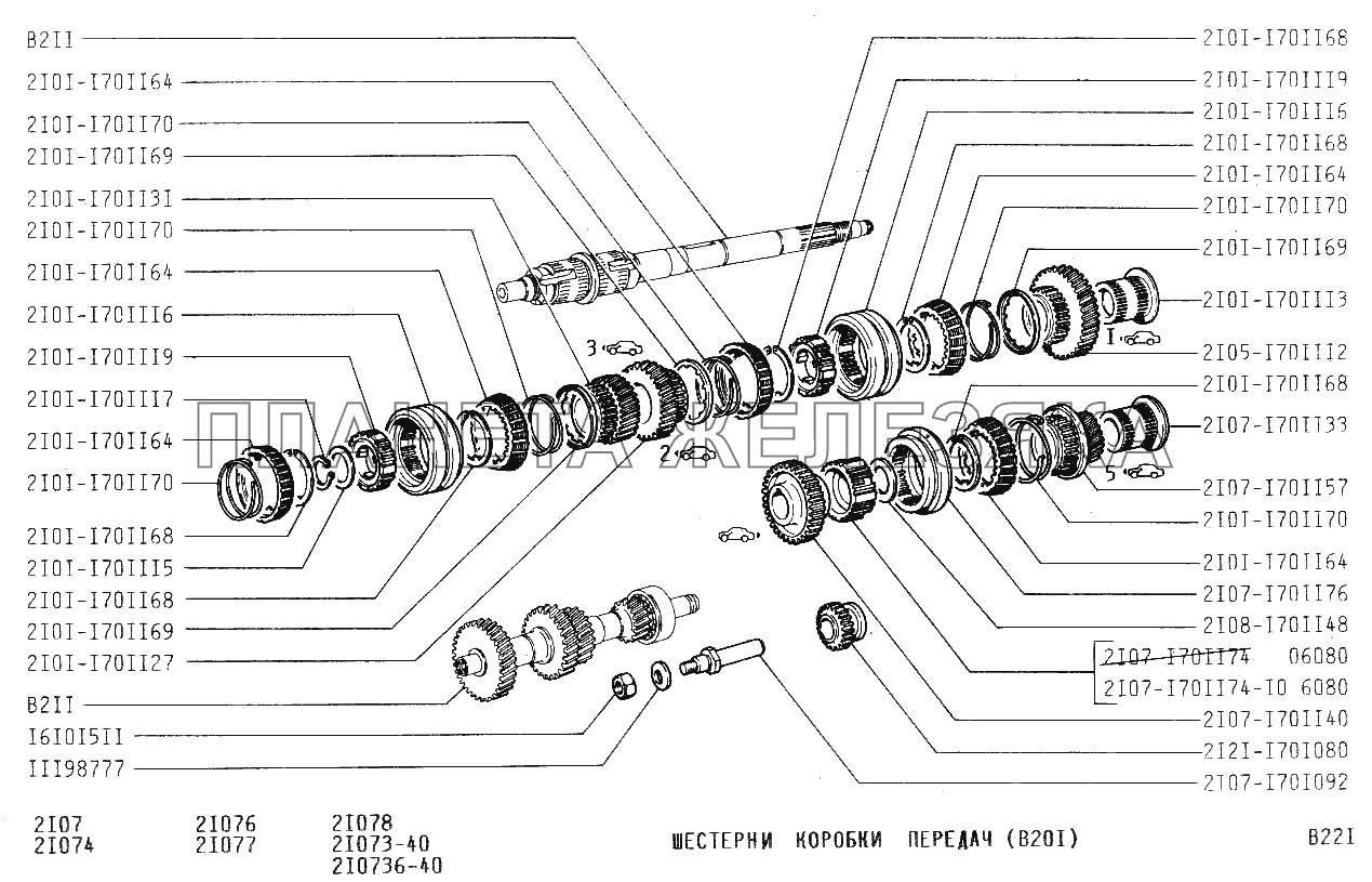 Шестерни коробки передач ВАЗ-2107