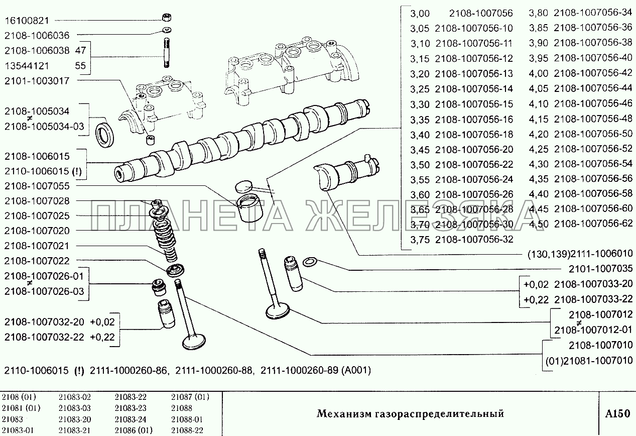 Механизм газораспределительный ВАЗ-2108