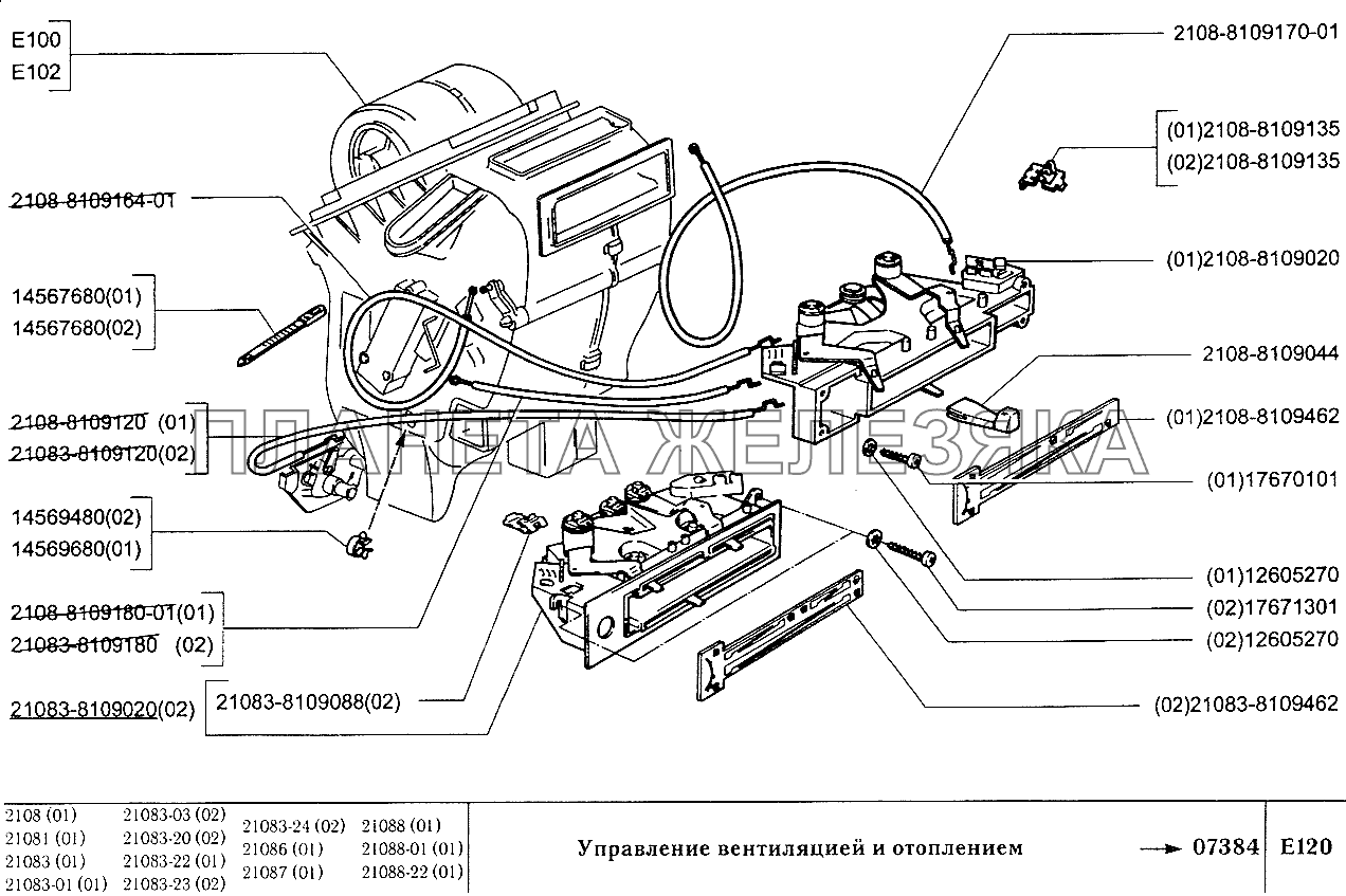 Управление вентиляцией и отоплением ВАЗ-2108