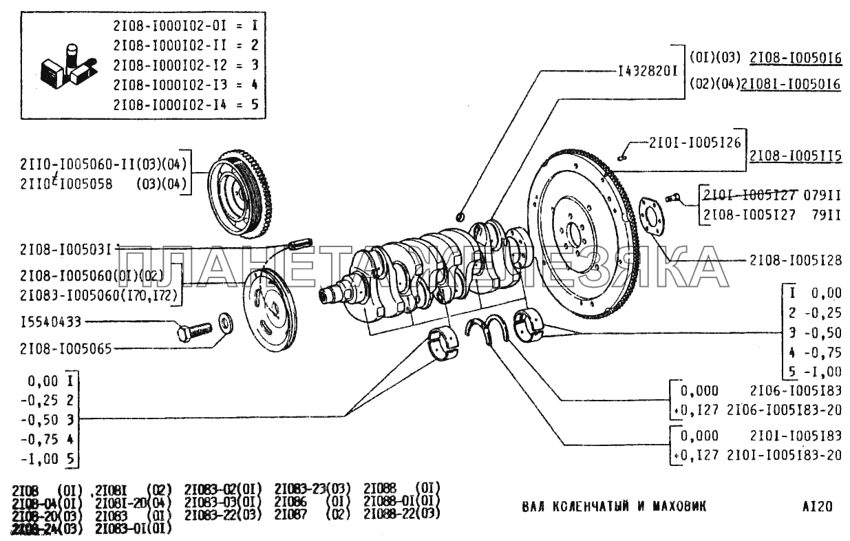 Вал коленчатый и маховик ВАЗ-2108