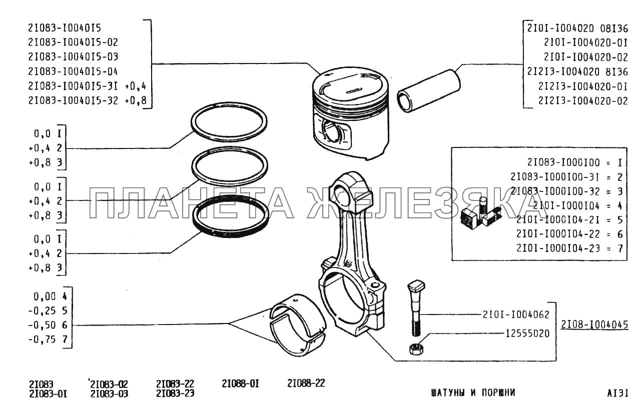 Шатуны и поршни ВАЗ-2108