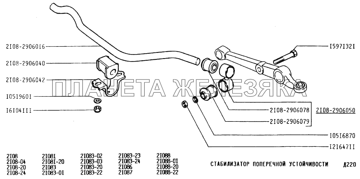 Стабилизатор поперечной устойчивости ВАЗ-2108